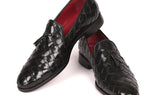 Paul Parkman Men's Big Braided Tassel Loafers in Black