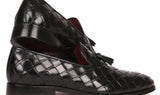 Paul Parkman Men's Big Braided Tassel Loafers in Black