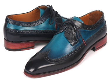 Paul Parkman Men's Wingtip Derby Shoes in Blue Dual Tone