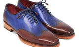 Paul Parkman Men's Goodyear Welted Wingtip Oxfords in Blue & Brown