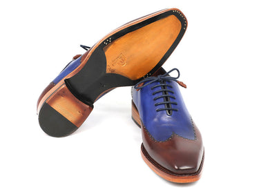 Paul Parkman Men's Goodyear Welted Wingtip Oxfords in Blue & Brown