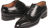 Paul Parkman Polished Leather Goodyear Welted Cap Toe Oxfords in Black