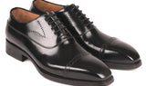Paul Parkman Polished Leather Goodyear Welted Cap Toe Oxfords in Black