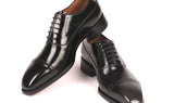 Paul Parkman Polished Leather Goodyear Welted Cap Toe Oxfords in Black