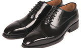 Paul Parkman Polished Leather Goodyear Welted Cap Toe Oxfords in Black