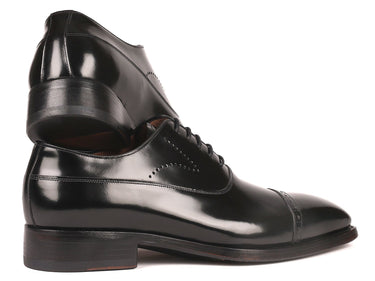 Paul Parkman Polished Leather Goodyear Welted Cap Toe Oxfords in Black
