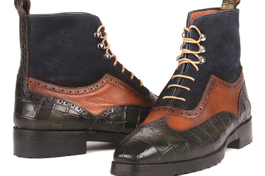 Paul Parkman Men's Wingtip Rubber Sole Boots in Three Tones