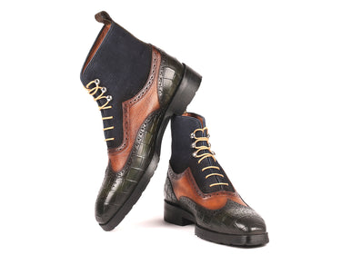 Paul Parkman Men's Wingtip Rubber Sole Boots in Three Tones