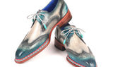 Paul Parkman Norwegian Welted Wingtip Derby Shoes in Blue & Grey