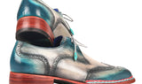 Paul Parkman Norwegian Welted Wingtip Derby Shoes in Blue & Grey