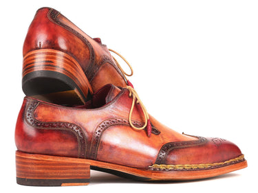 Paul Parkman Norwegian Welted Wingtip Derby Shoes in Red & Camel