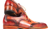 Paul Parkman Norwegian Welted Wingtip Derby Shoes in Red & Camel