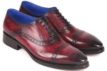 Paul Parkman Goodyear Welted Cap Toe Oxford Shoes in Bordeaux Burnished