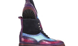 Paul Parkman Men's Wingtip Rubber Sole Boots in Purple, Light Blue & Navy