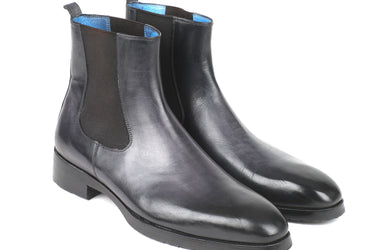Paul Parkman Men's Leather Chelsea Boots in Black & Gray