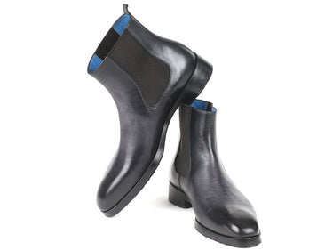 Paul Parkman Men's Leather Chelsea Boots in Black & Gray