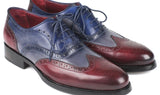 Paul Parkman Men's Wingtip Oxfords Goodyear Welted in Bordeaux, Grey & Blue