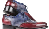 Paul Parkman Men's Wingtip Oxfords Goodyear Welted in Bordeaux, Grey & Blue