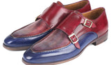 Paul Parkman Men's Double Monkstraps in Blue & Bordeaux
