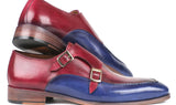 Paul Parkman Men's Double Monkstraps in Blue & Bordeaux