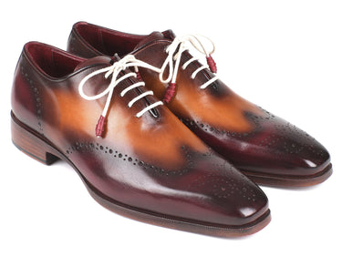 Paul Parkman Men's Wingtip Oxfords in Bordeaux & Camel