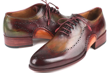 Paul Parkman Men's Opanka Construction Oxfords in Green & Bordeaux