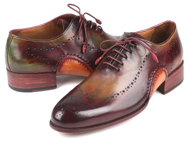 Paul Parkman Men's Opanka Construction Oxfords in Green & Bordeaux