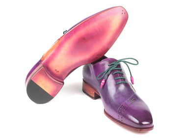 Paul Parkman Men's Opanka Construction Hand-Painted Oxfords in Purple