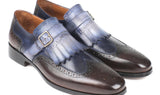 Paul Parkman Men's Kiltie Monkstraps in Blue & Brown
