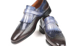 Paul Parkman Men's Kiltie Monkstraps in Blue & Brown