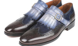 Paul Parkman Men's Kiltie Monkstraps in Blue & Brown