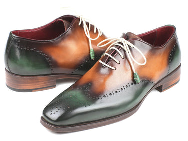 Paul Parkman Men's Wingtip Oxfords in Green & Camel