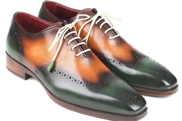 Paul Parkman Men's Wingtip Oxfords in Green & Camel