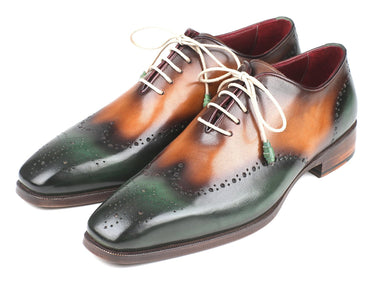 Paul Parkman Men's Wingtip Oxfords in Green & Camel