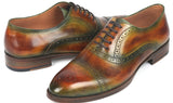 Paul Parkman Men's Cap Toe Oxfords in Green & Brown