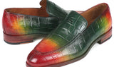 Paul Parkman Men's Croco-Embossed Calfskin Loafers in Multicolor