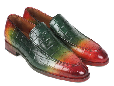 Paul Parkman Men's Croco-Embossed Calfskin Loafers in Multicolor