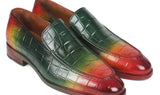 Paul Parkman Men's Croco-Embossed Calfskin Loafers in Multicolor