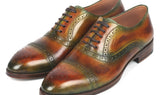 Paul Parkman Men's Cap Toe Oxfords in Green & Brown