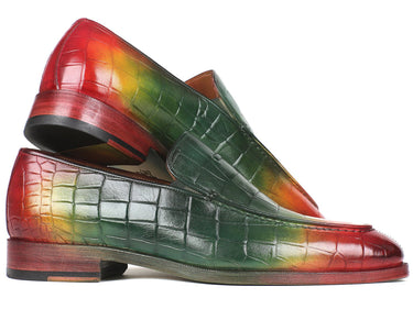 Paul Parkman Men's Croco-Embossed Calfskin Loafers in Multicolor