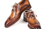 Paul Parkman Men's Ghillie Lacing Wingtip Brogues in Brown and Camel