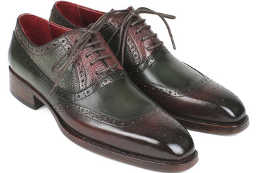 Paul Parkman Men's Goodyear Welted Oxfords in Brown & Green