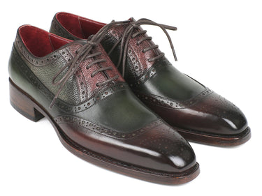 Paul Parkman Men's Goodyear Welted Oxfords in Brown & Green