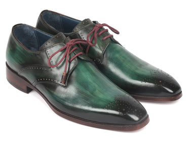 Paul Parkman Men's Medallion Toe Derby Shoes in Green