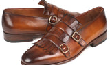 Paul Parkman Men's Kiltie Double Monkstraps in Brown