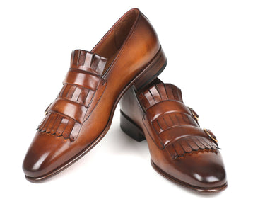 Paul Parkman Men's Kiltie Double Monkstraps in Brown