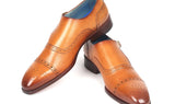 Paul Parkman Men's Cap Toe Monkstrap Shoes in Cognac
