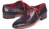 Paul Parkman Men's Leather Oxfords Side Hand-Sewn in Purple