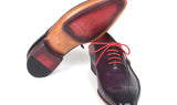 Paul Parkman Men's Leather Oxfords Side Hand-Sewn in Purple
