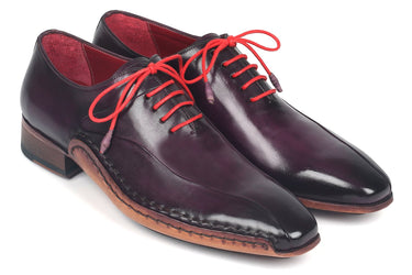 Paul Parkman Men's Leather Oxfords Side Hand-Sewn in Purple